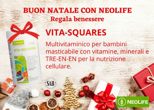 Regala benessere con Vita-Squares - Multivitaminico per bambini con vitamine, minerali e TRE-EN-EN per la nutrizione cellulare.